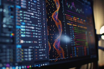 A computer screen displaying genetic code being sequenced and analyzed.