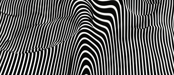 Abstract Black and White Lines, Optical Illusion Art, Modern Geometric Pattern, Contemporary Graphic Design, Creative Background, Minimalist Visual Art