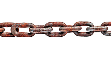 Obraz premium Rusty Chain Linking History and Strength Against a Pure White Background on Transparent PNG Background.
