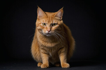 Obraz premium orange cat in the black background