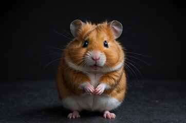 Cute hamster looking at camera in studio