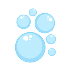 Air bubbles flat, soap foam oxygen bubbles, vector design elements isolate.