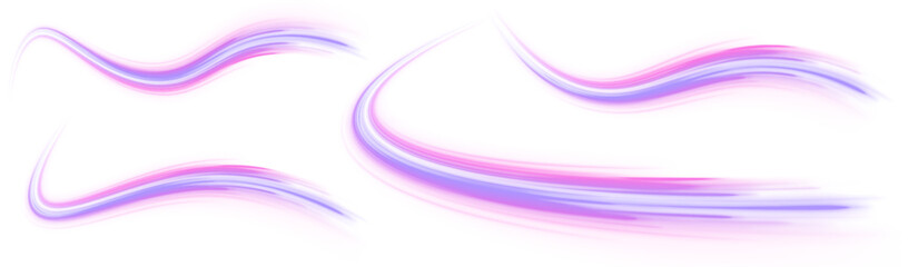 Light trail wave, fire path trace line, car lights, optic fiber and incandescence curve twirl. Racing cars dynamic flash effects city road with long exposure. Vector PNG.	
