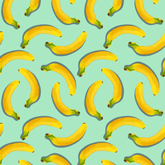 Colored background with bananas.Vector seamless pattern with yellow bananas on a colored background.