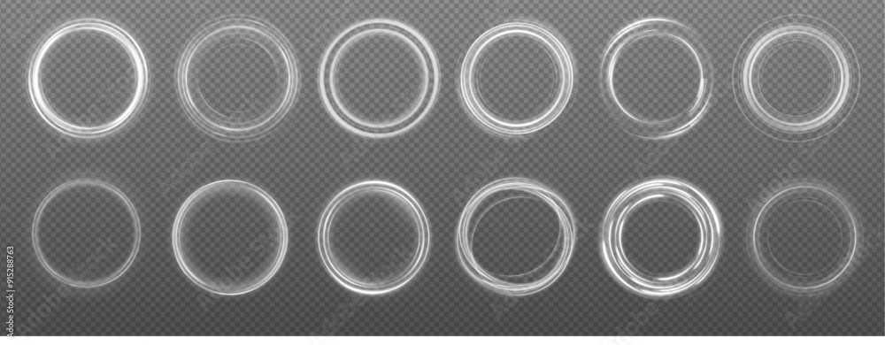 Fototapete Set of glowing ellipses in speed shape. Glowing spiral. Abstract neon color glowing lines background. Energy flow tunnel. Glowing round frame with light circles of light effect.