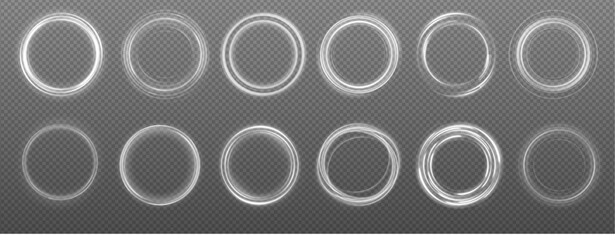 Set of glowing ellipses in speed shape. Glowing spiral. Abstract neon color glowing lines background. Energy flow tunnel. Glowing round frame with light circles of light effect. © Mirotvoric