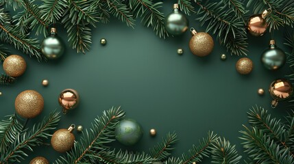 Green and Gold Christmas Card with Fir Branches and Ornaments


Description: Elegant Christmas card featuring green and gold ornaments on fir branches, set against a deep green background.