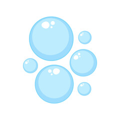Air bubbles flat, soap foam oxygen bubbles, vector design elements isolate.