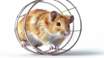 Hamster wheel, 3D illustration, realistic, isolated on white background