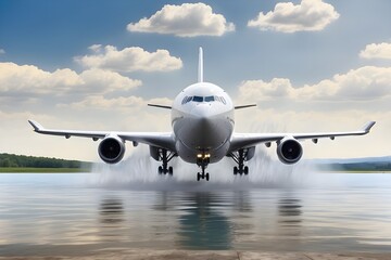 Obraz premium Aeroplane landing on water