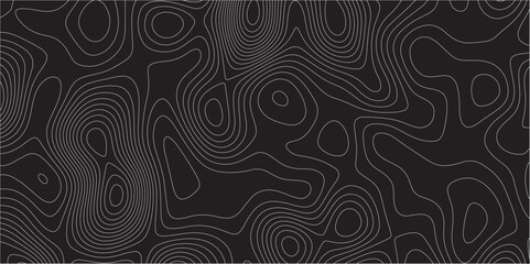 Ocean topographic line map with curvy wave isolines vector illustration. Abstract topographic contours map background, Vector contour topographic map. Cartography texture abstract banner use.	