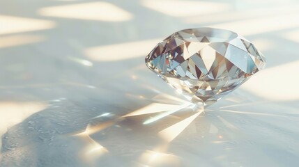 Fototapeta premium Sparkling Diamond on a Reflective Surface