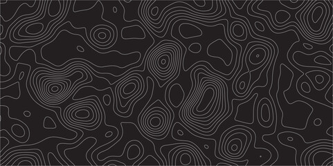 Ocean topographic line map with curvy wave isolines vector illustration. Abstract topographic contours map background, Vector contour topographic map. Cartography texture abstract banner use.  © Kainat 