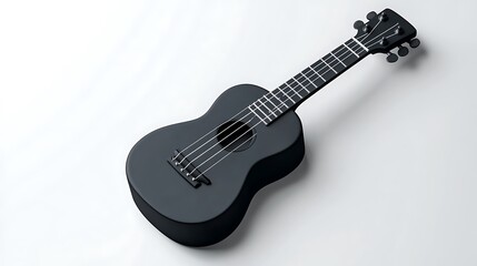 Obraz premium Black Ukulele on a White Background
