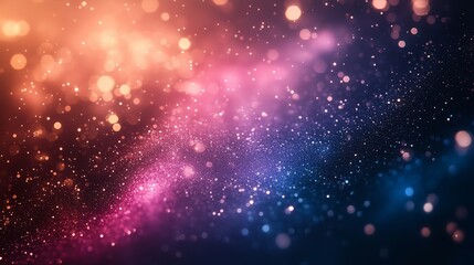 Naklejka premium A vibrant abstract background featuring pink and blue glitter with bokeh lights, creating a festive and magical visual effect.