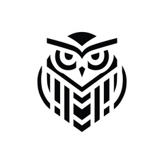 Owl Logo. Owl Icon. Geometric Owl Logo or Icon on White Background
