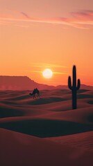 Obraz premium Desert Landscape with Sand Dunes Stretching into the Horizon. AI generated illustration.