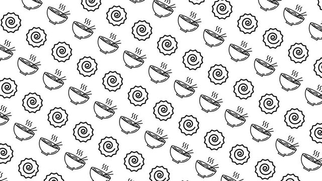 ramen seamless pattern moving cartoon background