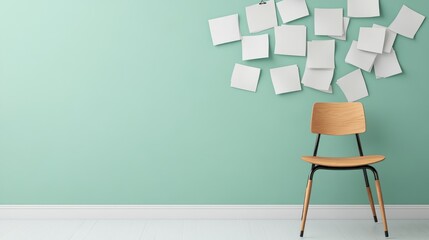 Layers of Paper Training Modules in Abstract Classroom Setting, Structured Learning Concept on Whiteboard with Copy Space,Generative Ai