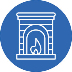 Fireplace line circle icon