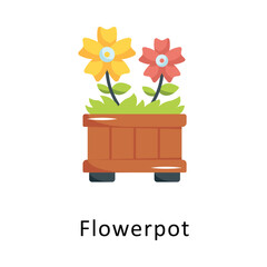 Flowerpot Vector Flat Icon Design illustration Symbol on White background EPS 10 File 