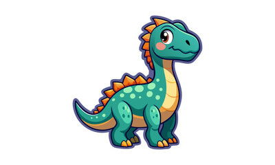 Iguanodon Dinosaur Cartoon Sticker Vector, Illustration