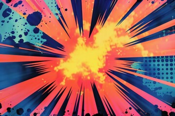 Bright explosion of paint on a blue and pink background