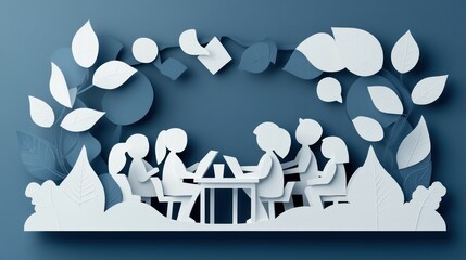 Creative Papercut of Collaborative Training Development in a Classroom Setting with Copy Space,Generative Ai
