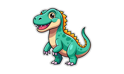 Fototapeta premium Iguanodon Dinosaur Cartoon Sticker Vector, Illustration