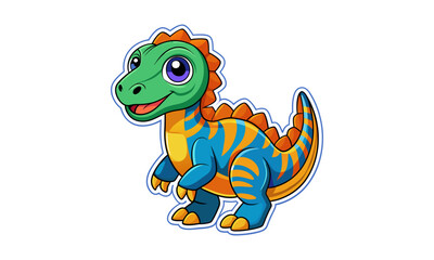 Iguanodon Dinosaur Cartoon Sticker Vector, Illustration