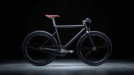 Fototapeta premium sleek professional tour competition black bike on black background