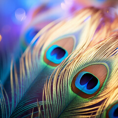 Naklejka premium Abstract blurred macro peacock feather