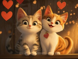 Two cats sitting together