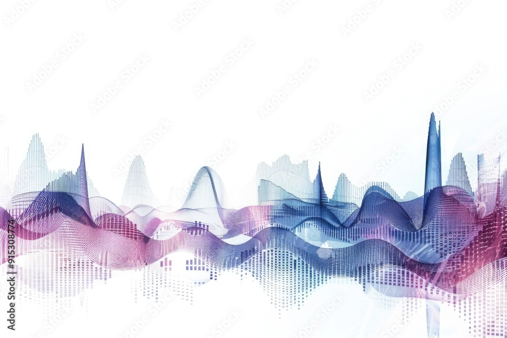 Poster a vibrant wave of colorful lines on a white background, perfect for illustrating creativity and inno