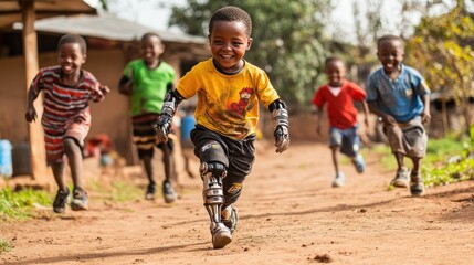 African Children Running with Joy