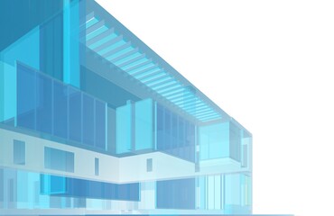 Architectural sketch of modern house building 3d rendering
