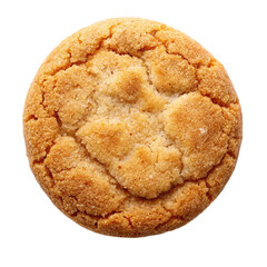 Vegan snickerdoodle cookie top view isolated on transparent background.