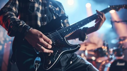 Obraz premium A man playing a guitar on stage