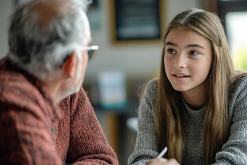 Young Person Receiving Financial Advice from Senior Advisor on Money Management Strategies
