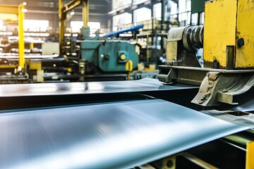 Metal sheets being processed in a manufacturing plant during the day