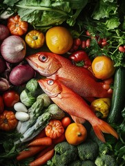 Fish on Vegetable Pile