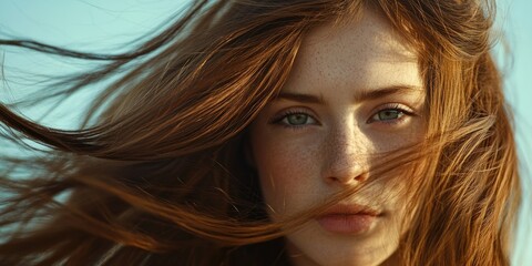 Person with Long Hair Close-Up