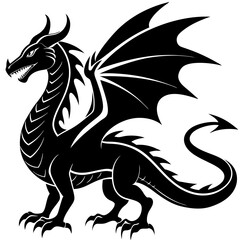 Black dragon tattoo silhouette vector