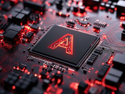 Computer chip with letter A