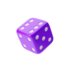 Dice icon isolated over transparent background, png. 3d rendering.