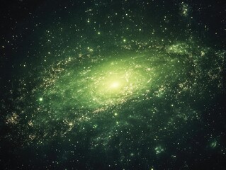 Obraz premium Green Spiral Galaxy with Bright Center