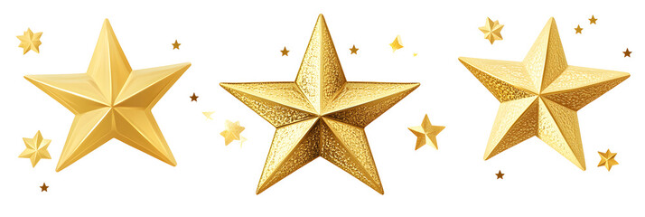 Obraz premium A set of shining golden stars, on white background
