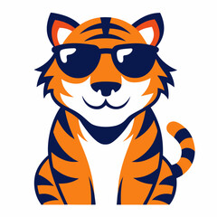  A clever Tiger wear sun glass vector illustration