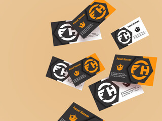 Flying Business Visiting Card Mockup Template