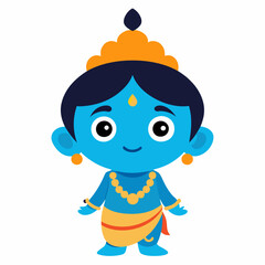 Krishna cute cartoon illustration 